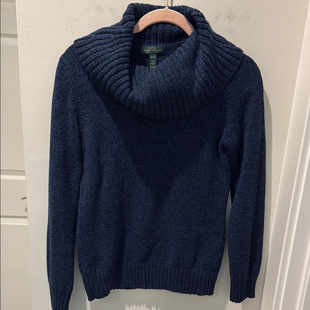 Lauren Ralph Lauren Navy Blue  Cowl Neck Sweater size medium